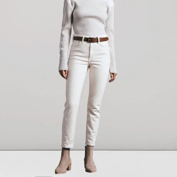 Rag & Bone Nina High Rise Ankle Cigarette Jeans, Ecru - Picture 2 of 14